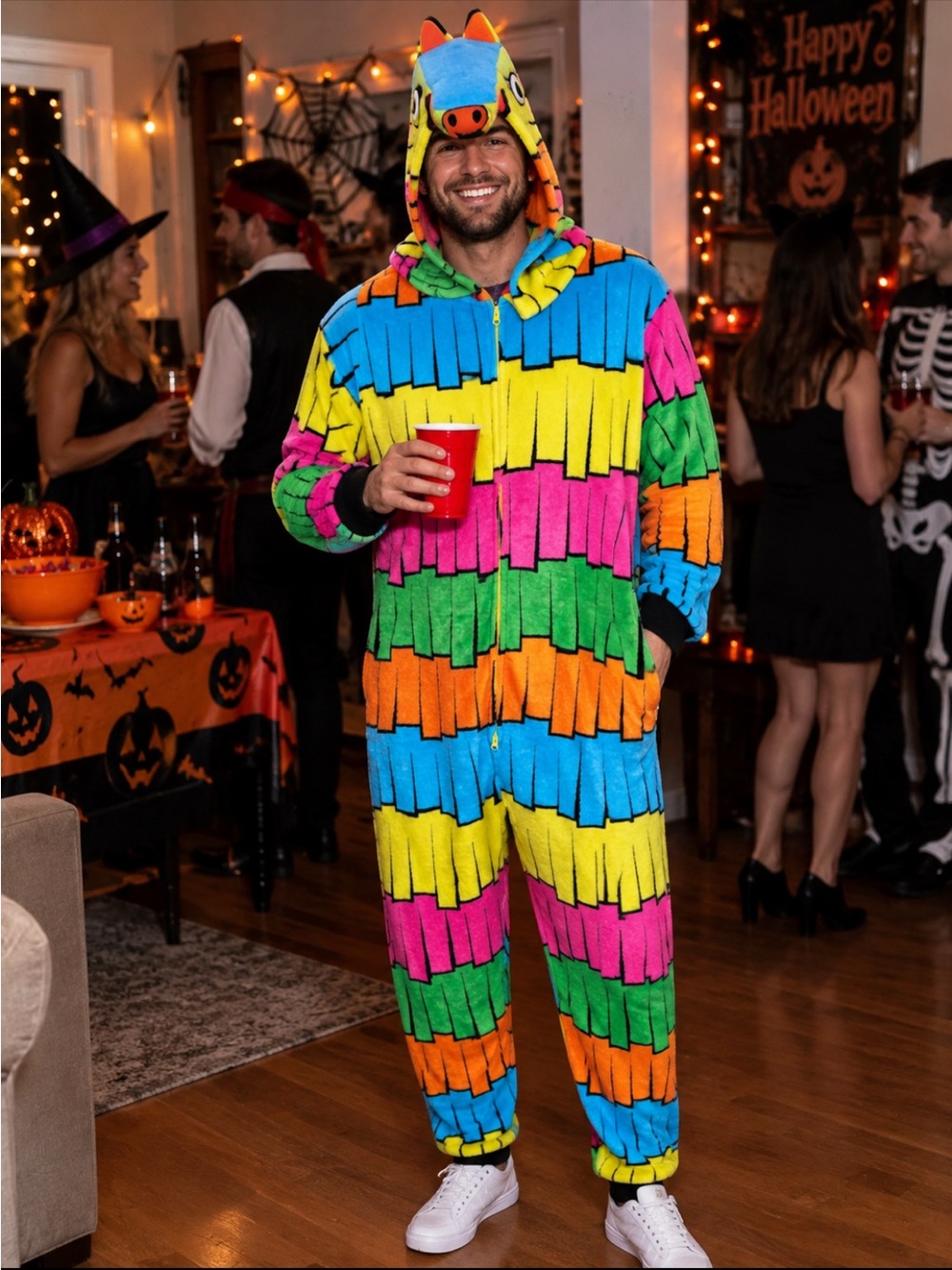Mad Engine Colorful Hooded Halloween Costume Onesie Pinata Llama. Size S/M.